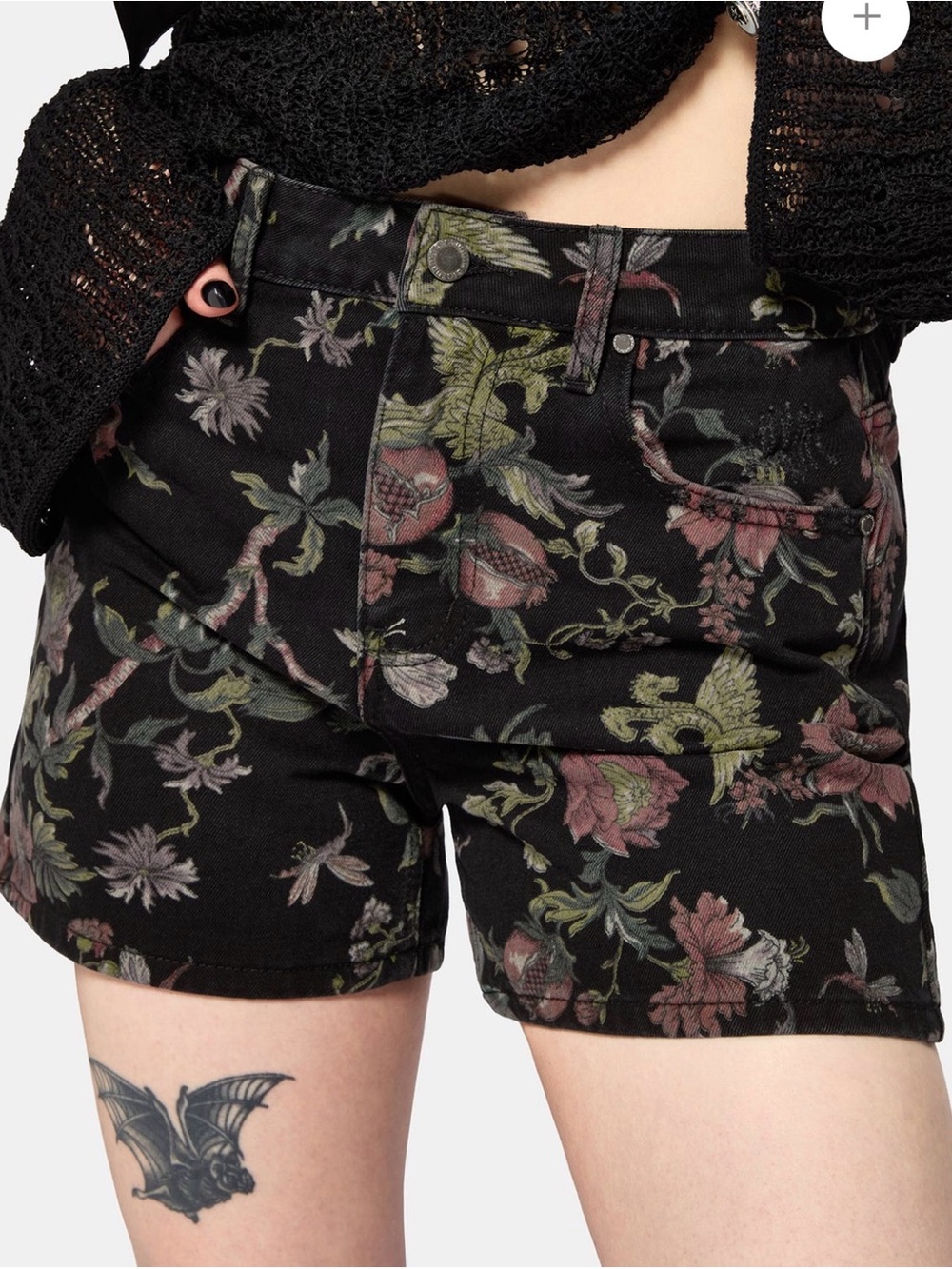 Disturbia Poison Eden Print Denim Short